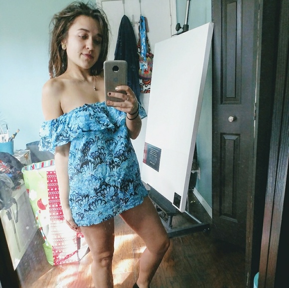Ocean Pattern Michael Kors Off the Shoulder Top - Picture 1 of 2